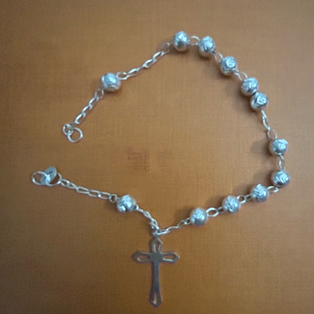 Elegant Sterling Silver Rosary Bracelet From Mexico
